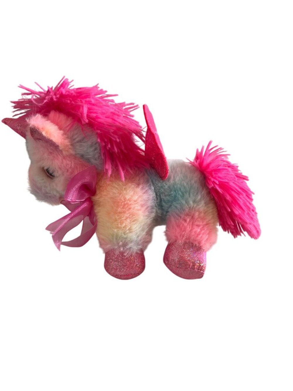 Rainbow Unicorn Plush Purse with stuffed baby unicorn and handle - Picture 2 of 10